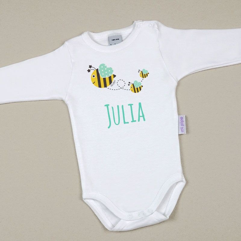 Body Baby personalisiert mit Namen Bienen