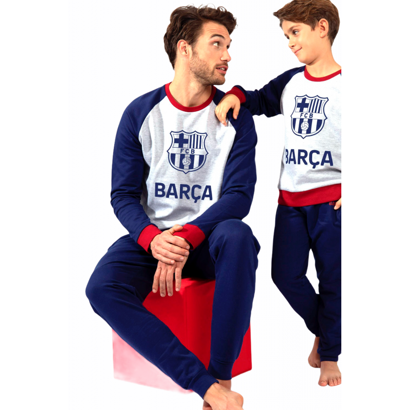 Travieso Casarse casamentero Pijama Hombre FC Barcelona Afelpado Color Gris