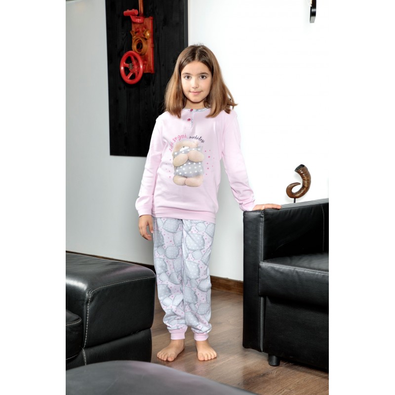 Pijama Niña Estampado Osito Dormilón Color Rosa