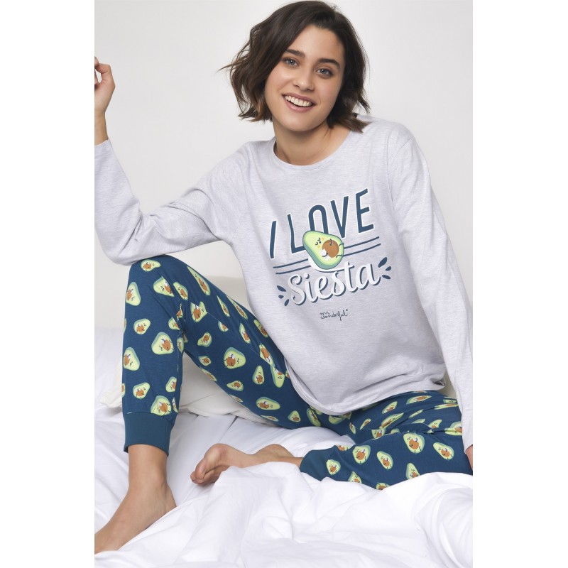 Pijama Mujer Invierno MR WONDERFUL Color Gris