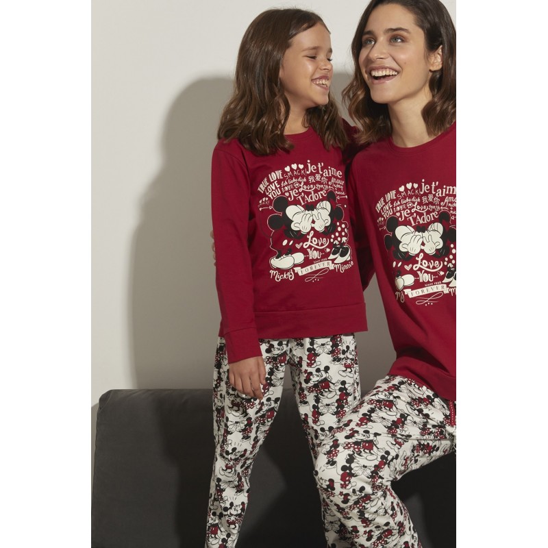 Pijama DISNEY Mujer Invierno Minnie Mouse Color Burdeos