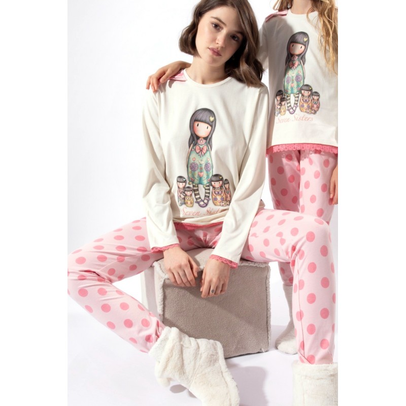 Pijama GORJUSS Mujer Invierno Seven Sister Color Beige