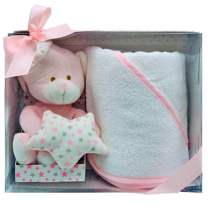 Baby Teddy Set d'ours + Salle de bain 75x75cm rose