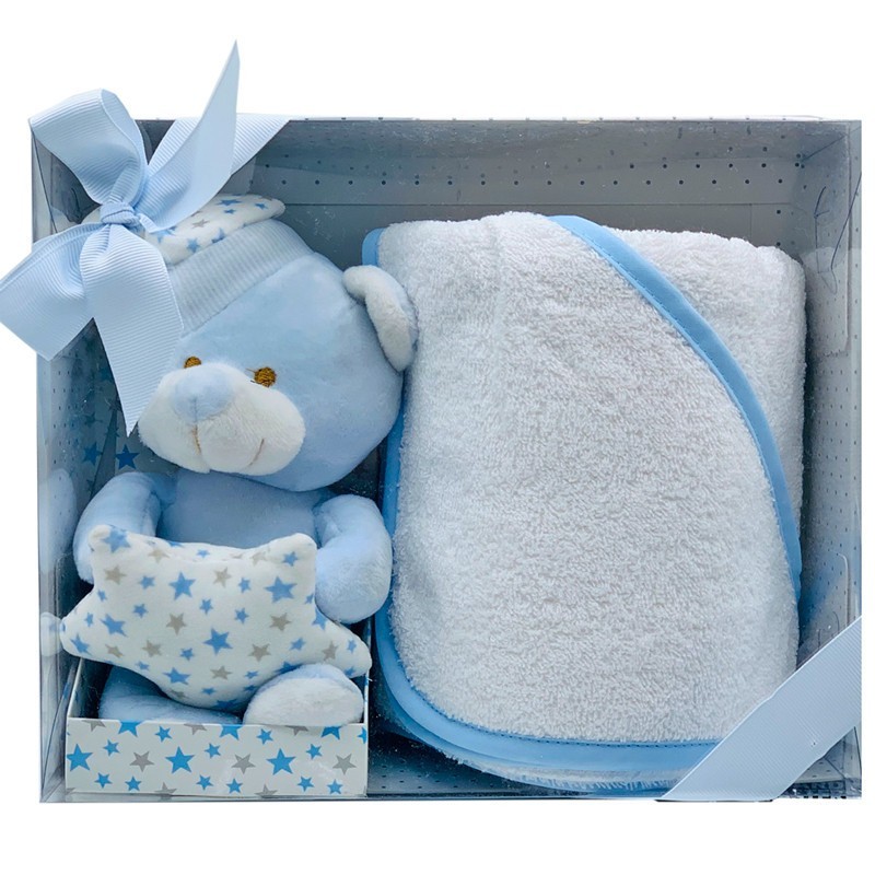 Baby Teddy Bärenset + Badezimmer Ebene 75x75cm AZUL