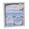 Set De Bebé Gorro Manoplas Y Patucos Estrellas Azul