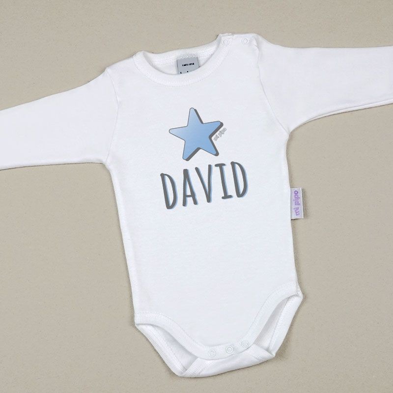 Body Baby Personalizado com Estrela Impressa Azul