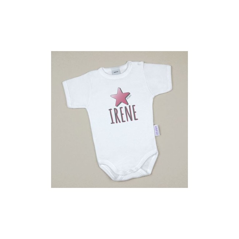 Body Bebé Personalizado con nombre estampado Estrella Rosa