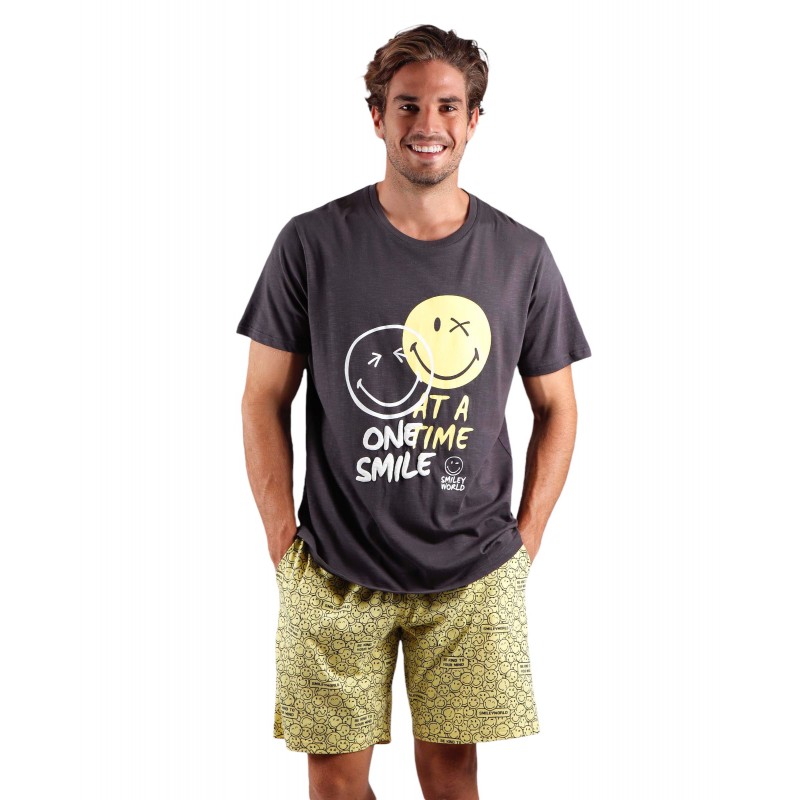 Pyjama Summer Man SMILEY Couleur Marengo Coton