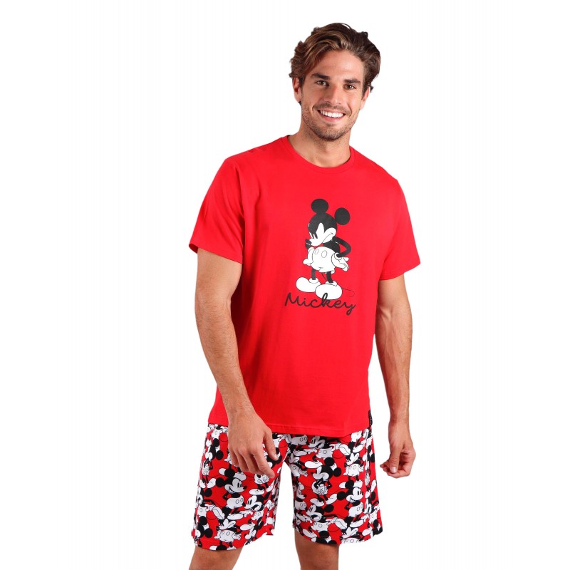 Pajama Sommer Mann DISNEY Mickey Maus Farbe Rot Baumwolle