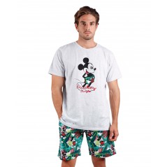 Pijama Verano Hombre DISNEY Mickey Mouse Color Gris Algodón