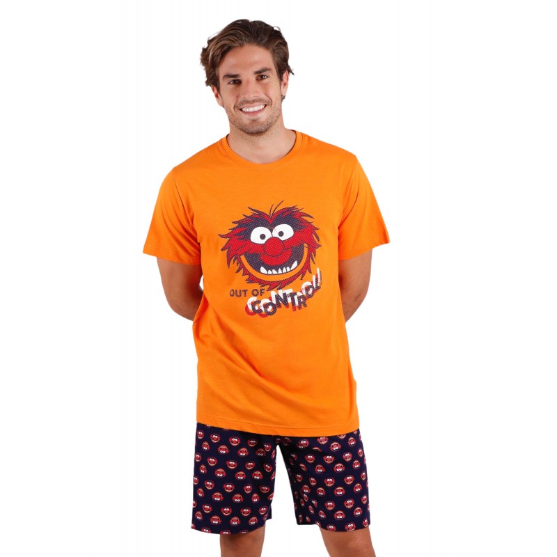 Pijama Verano Hombre DISNEY Animal Bang Color Naranja Algodón