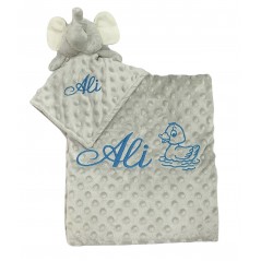 Pack Manta und Dou Dou Baby Farbe GRIS Bestickter Name +... 2