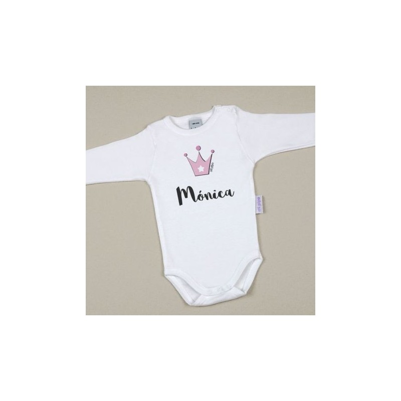 Body Baby Personalizado com Nome Impresso Coroa Rosa