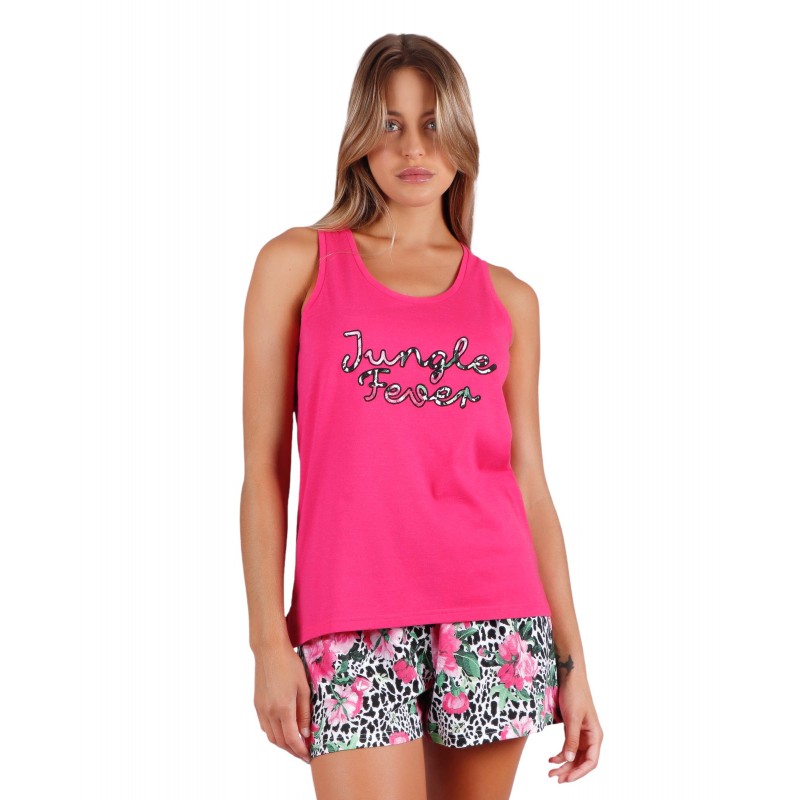 Pajama Sommer Frau ADMAS Jungle Fever Farbe Fucsia