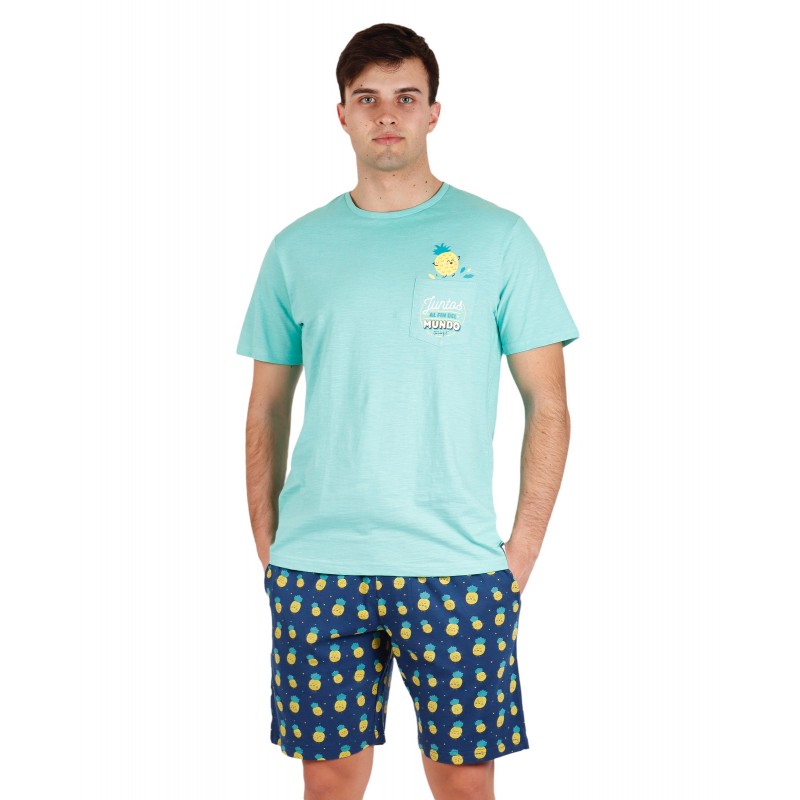 Pyjama Summer Man MR WONDERFUL Coton Turquoise