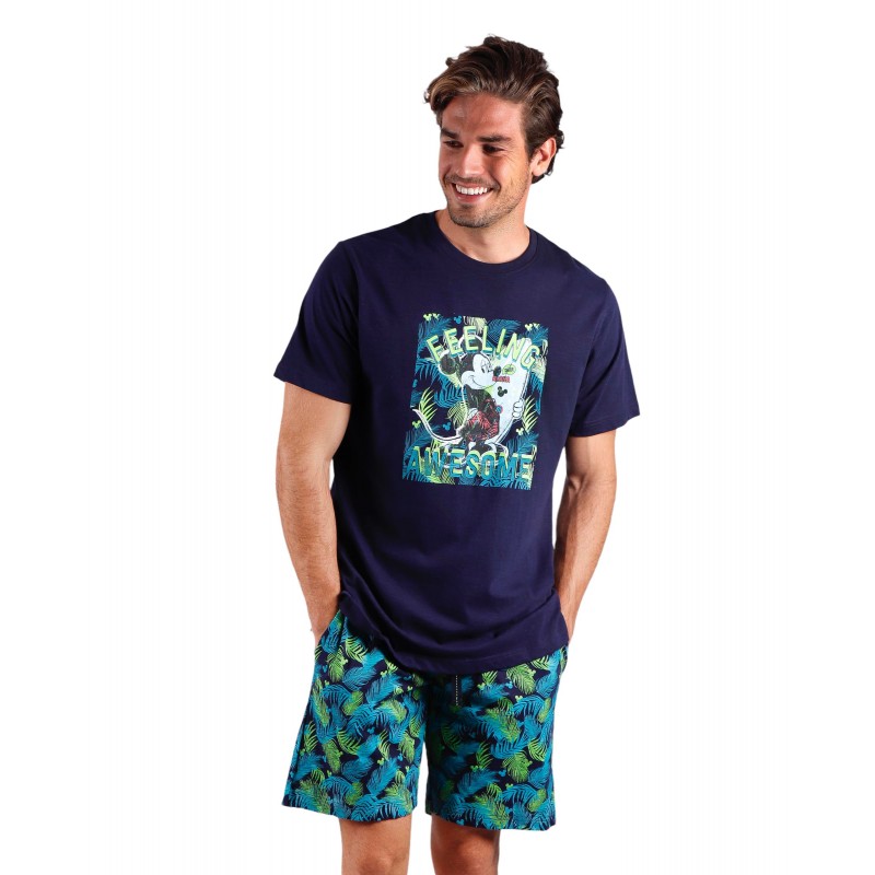 Pijama Verano Hombre DISNEY Mickey Mouse Marino Algodón