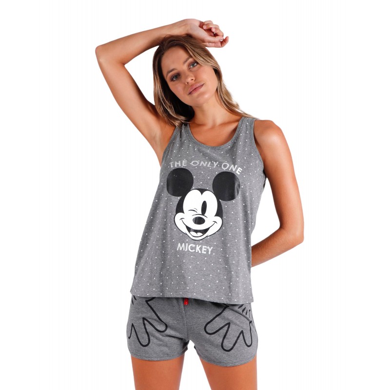 Pijama Verano Mujer DISNEY Mickey Mouse Color Gris Algodón