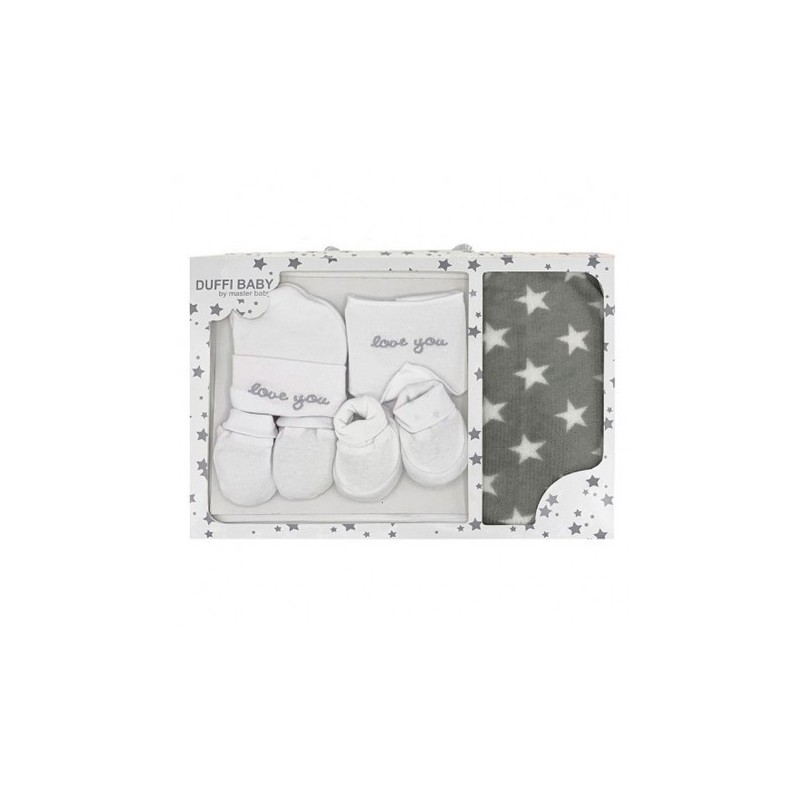 Set De Bebé 5 Piezas Con Manta Estrellas 80x110cm Blanco