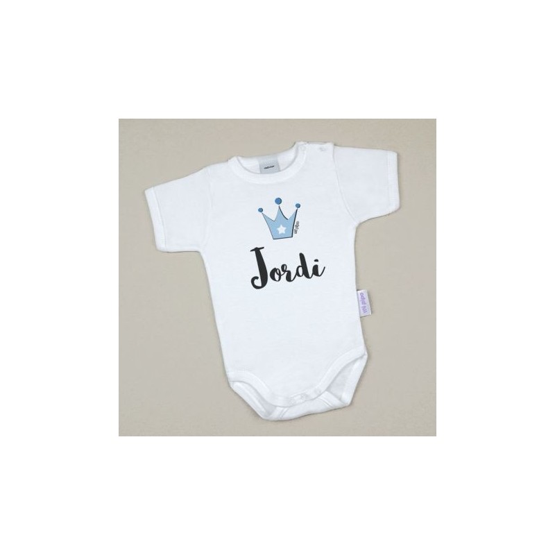 Body Baby personalisiert mit Printed Name Blue Crown