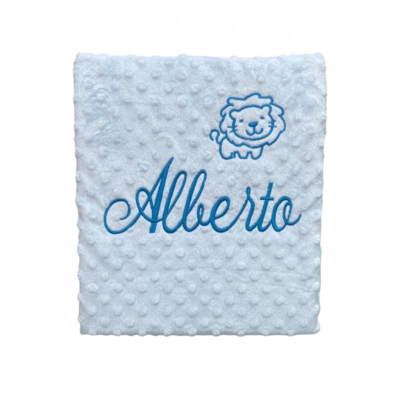 Dots Baby Color AZUL Embroidered Name + Drawing TURQUESA