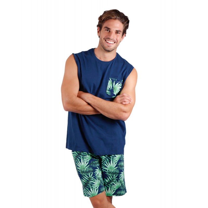 Pyjama Summer Men Tiran ADMAS Couleur marine tropicale