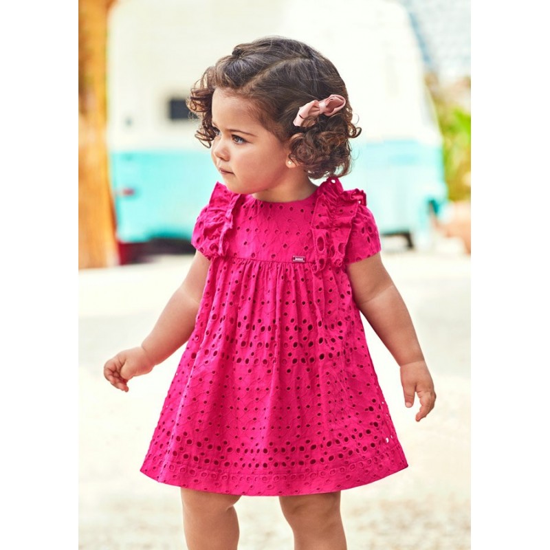 MAYORAL Bambino ragazza traforato vestito colore Fuchsia