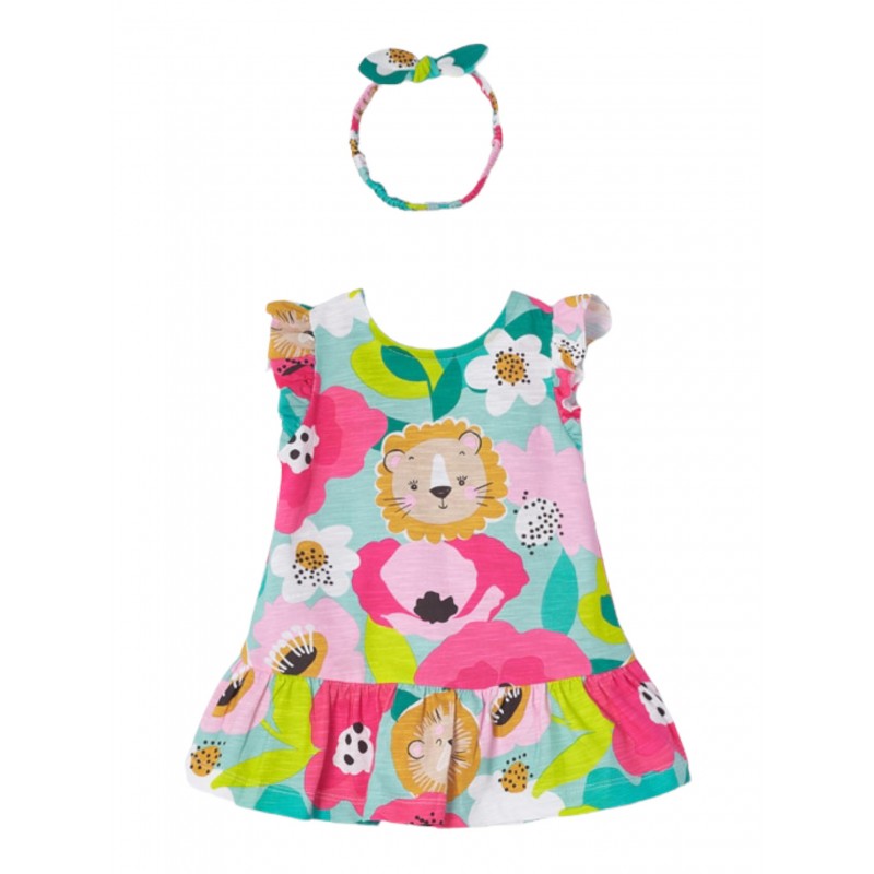 MAYORAL ECOFRIENDS dress with diadem baby girl color AGUAMARINA