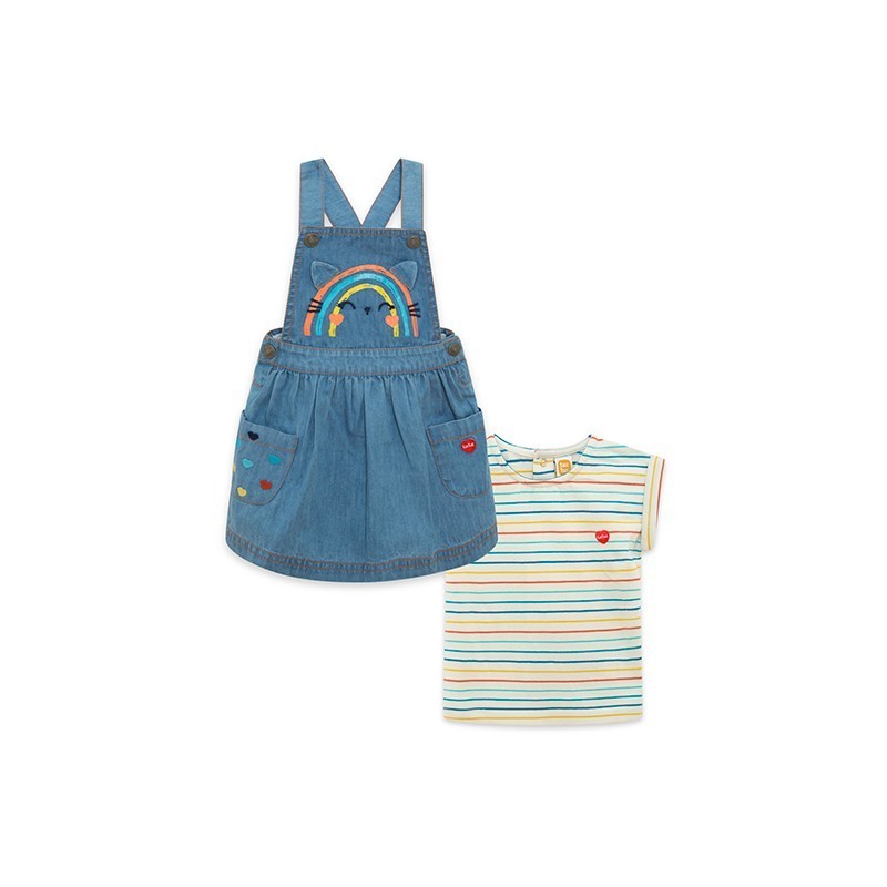 Set Pichi Denim et Beige T-shirt et Rayons Filles