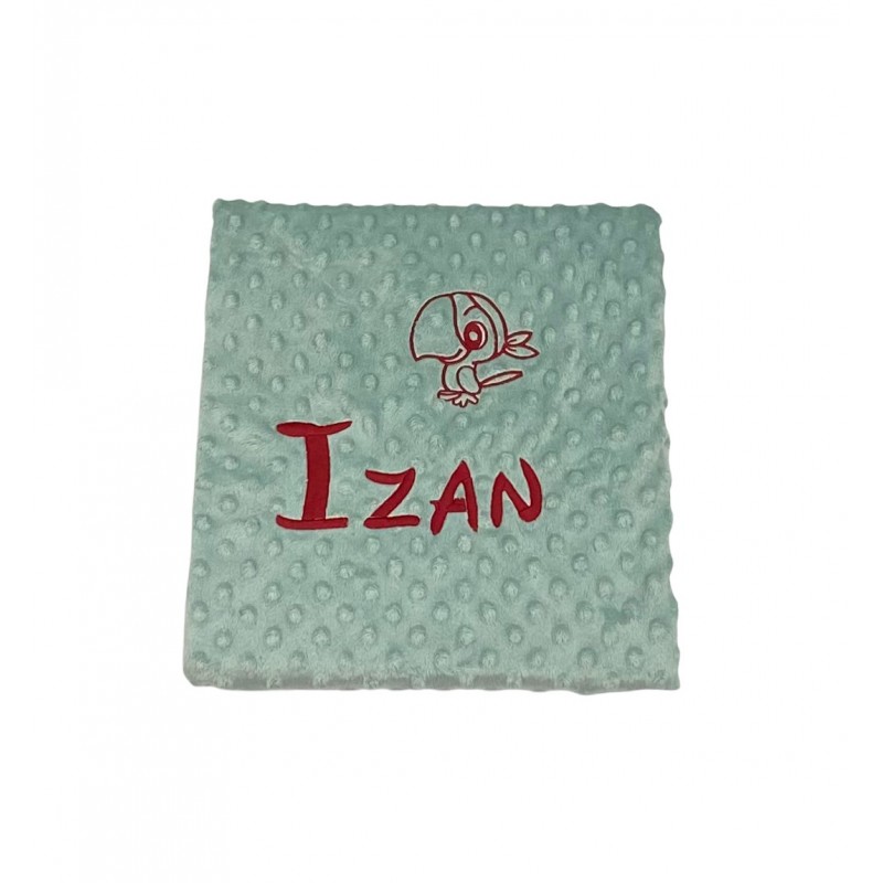 Dots Baby Color VERDE Embroidered Name + ROJO Drawing