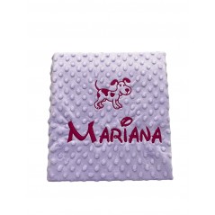 Punkte Babyfarbe LILA Bestickter Name + Fucsia Zeichnung 2