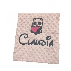 Manta puntitos Bebé Color ROSA Bordado Nombre + Dibujo ANTRACITA 2