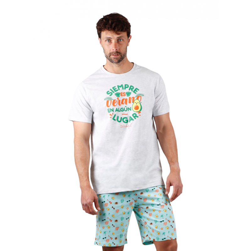 Pyjama Summer Man MR WONDERFUL Couleur Gris Coton