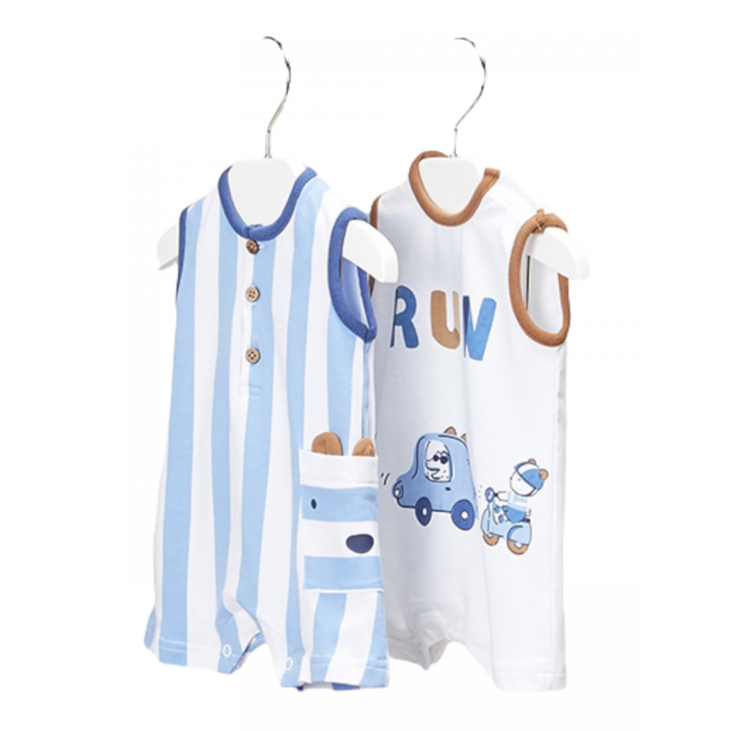 MAYORAL Set 2 kurze Pyjamas neugeborene Strickfarbe Blau