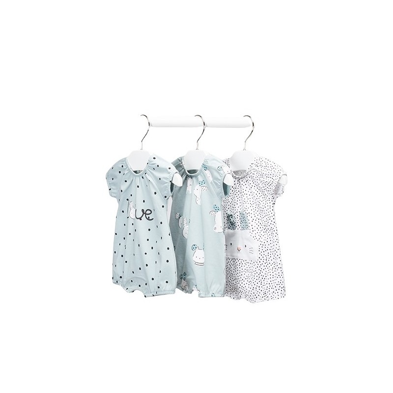 MAYORAL Set 3 pyjamas courts nouvellement nés ECOFRIENDS Color Mint