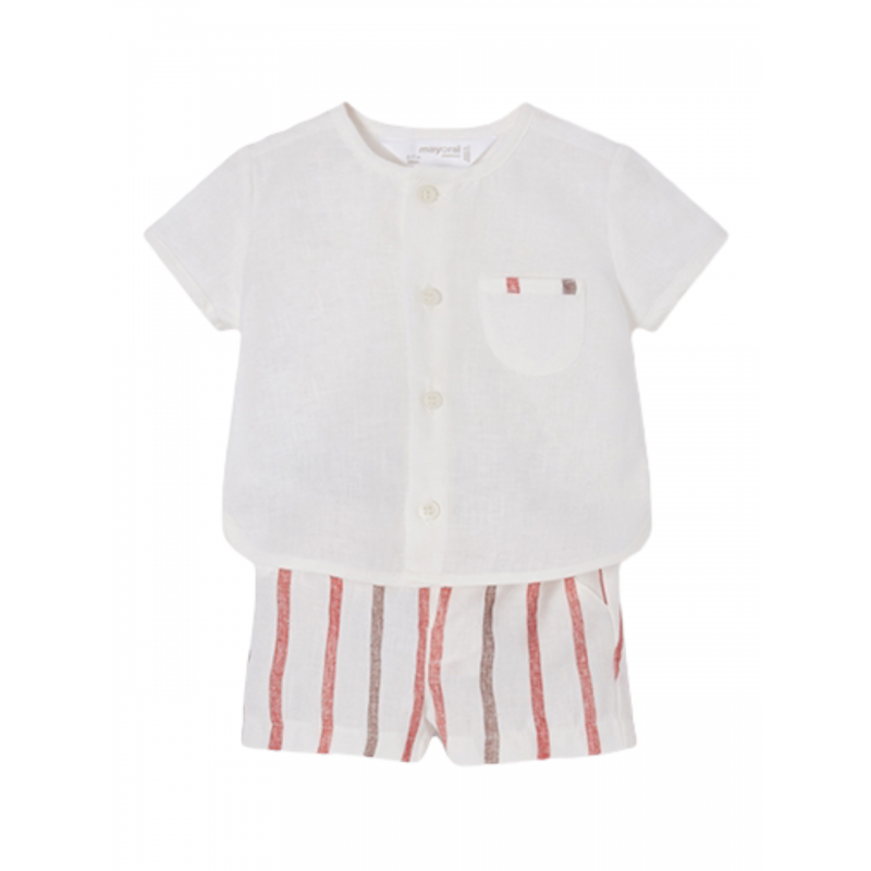 Conjunto pantalón corto y camisa recién nacido niño Papaya