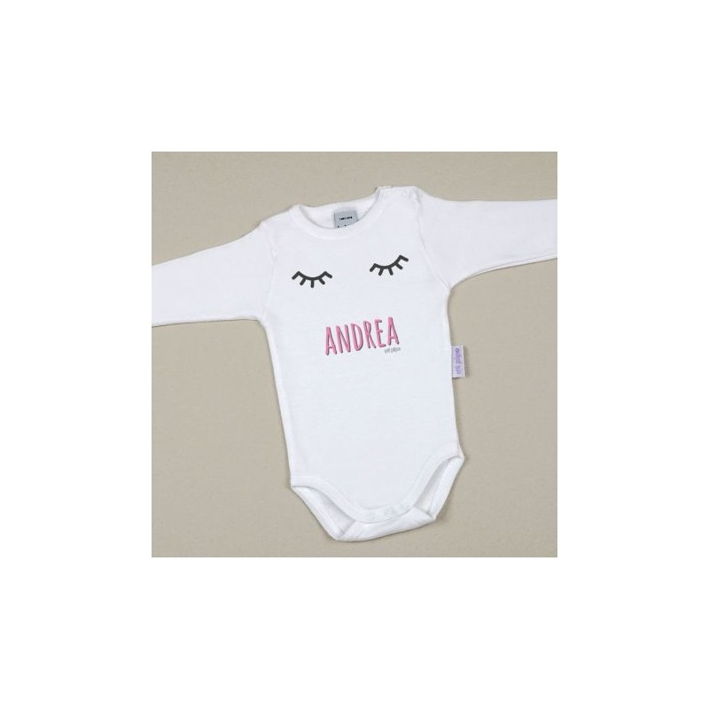 Body Baby Personalized with Printed Name Pink Pestañas