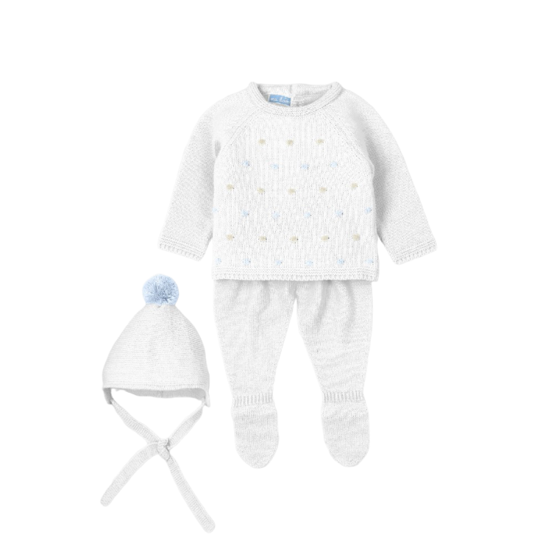 Ensemble de bébés 3 pièces Canesú MAC OITION Celeste