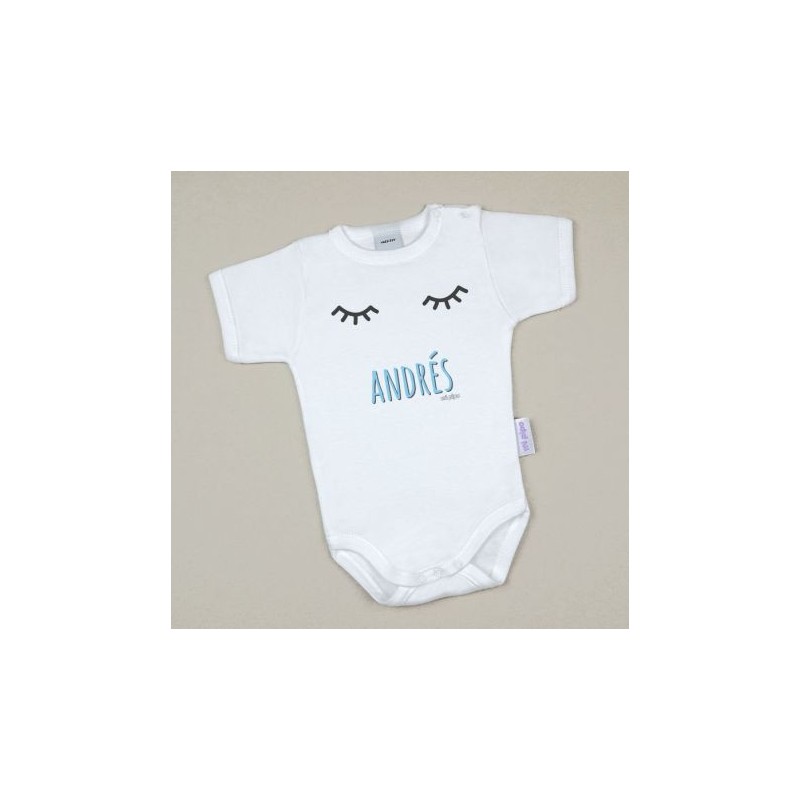 Body Baby Personalizado com nome impresso Pestañas azuis