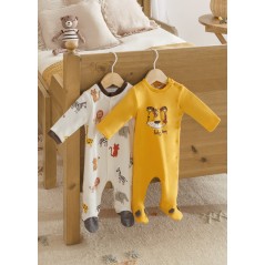 Pack 2 pijamas con babero para recién nacido ECOFRIENDS Color Cúrcuma