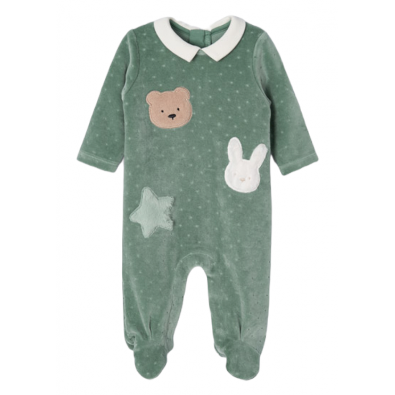 Pijama MAYORAL de punto aterciopelado para recién nacido Color MINERAL