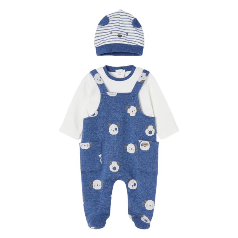 Conjunto pelele peto con gorro para recién nacido ECOFRIENDS Color Azul