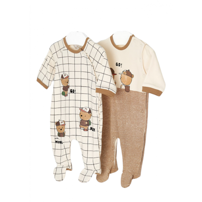 Pack 2 pijamas de punto para recién nacido ECOFRIENDS Color Croissant